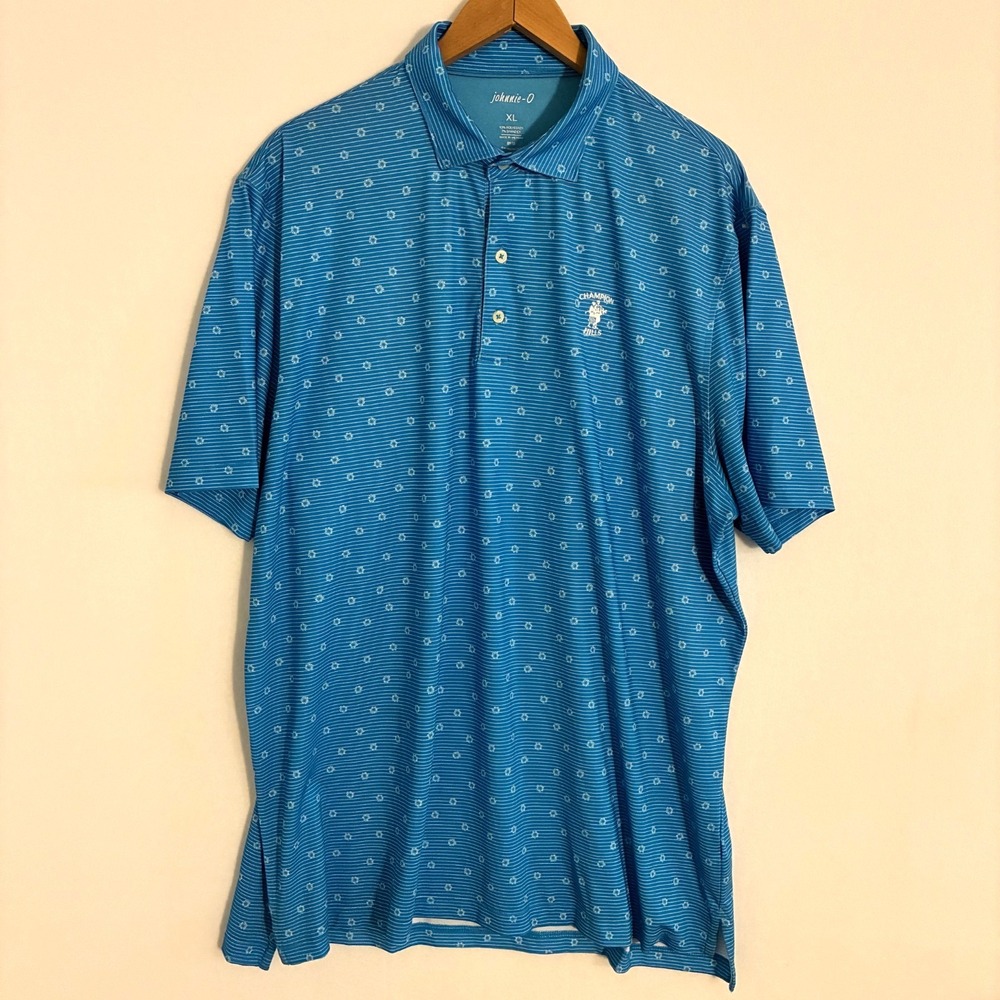 Johnnie O Polo Shirt Mens XL Performance Geometric Champion Hills Golf Preppy‎